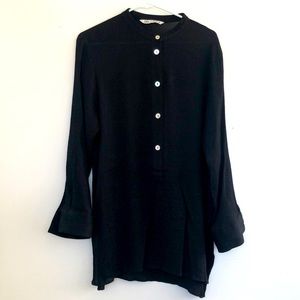 Zara Black Mandarin Collar Blouse